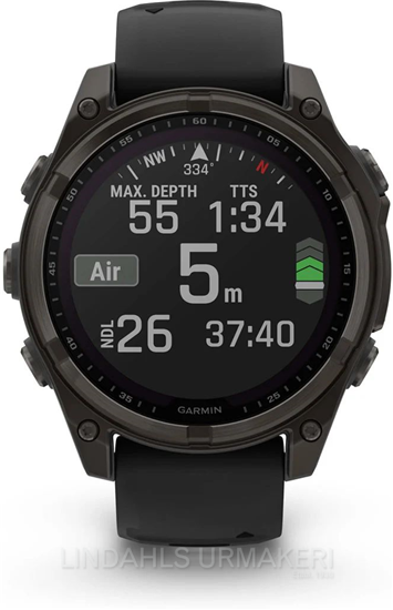 Garmin Fenix 8 Solar Sapphire grå DLC-titan med svart/stengrått silikonband