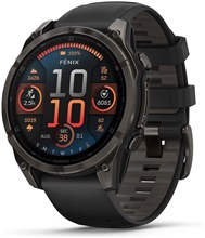 Garmin Fenix 8 Titan Amoled Sapphire grå DLC-titan med svart/stengrått silikonband